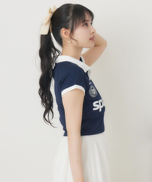 ems excite（エムズエキサイト）の「スキッパーユニフォームCT（Tシャツ/カットソー・レディース・チャコールグレー/オフホワイト/ブルー・FREE）」の11枚目の写真