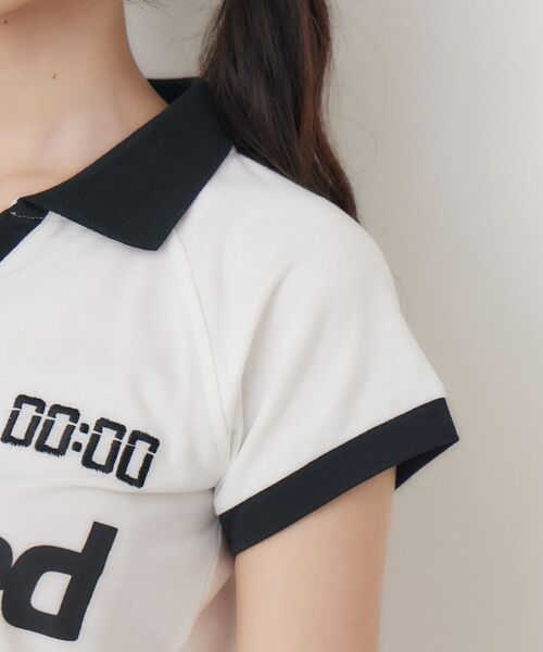ems excite（エムズエキサイト）の「スキッパーユニフォームCT（Tシャツ/カットソー・レディース・チャコールグレー/オフホワイト/ブルー・FREE）」の5枚目の写真