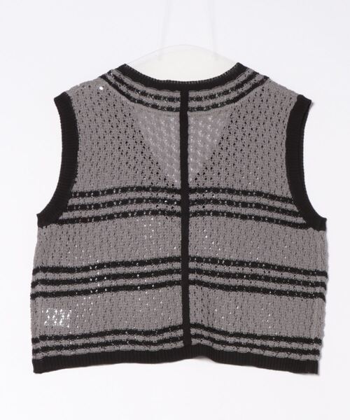 STYLEBLOCK（スタイルブロック）の「A麻タッチクロシェ編みニットベスト（ベスト・レディース・ブラック/グレー/アイボリー・M）」の4枚目の写真