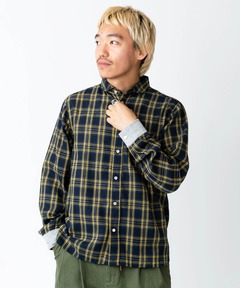 2WAYショールカラーチェックネルシャツ