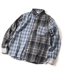 2WAYショールカラーチェックネルシャツ