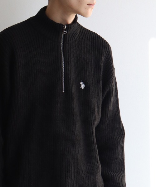 U.S. POLO ASSN.(ユーエスポロアッスン)の「【U.S. POLO ASSN./ユーエスポロアッスン】7G ハーフジップ ニット セーター(ニット/セーター・メンズ・ダークブルー/ベージュ/ネイビー/レッド系その他/ダークオレンジ/バイオレット/アイボリー/ブラック・LL/M/L)」の1枚目の写真