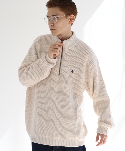 U.S. POLO ASSN.(ユーエスポロアッスン)の「【U.S. POLO ASSN./ユーエスポロアッスン】7G ハーフジップ ニット セーター(ニット/セーター・メンズ・ダークブルー/ベージュ/ネイビー/レッド系その他/ダークオレンジ/バイオレット/アイボリー/ブラック・LL/M/L)」の21枚目の写真