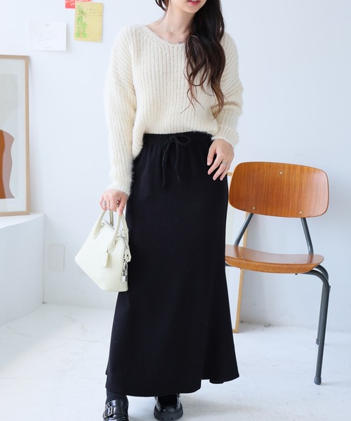 Doula Doula（ドゥーラドゥーラ）の「マーメイドニットスカート（スカート・レディース・ベージュ/グレー/ブラック・L/M）」の2枚目の写真