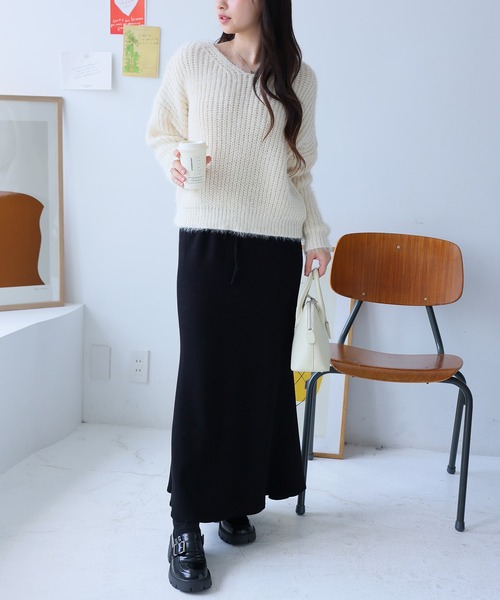 Doula Doula（ドゥーラドゥーラ）の「マーメイドニットスカート（スカート・レディース・ベージュ/グレー/ブラック・L/M）」の12枚目の写真