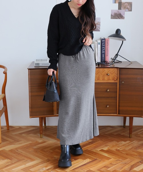 Doula Doula（ドゥーラドゥーラ）の「マーメイドニットスカート（スカート・レディース・ベージュ/グレー/ブラック・L/M）」の16枚目の写真