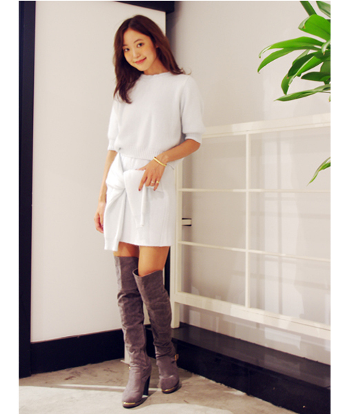 dazzlin(ダズリン)の「アンゴラハーフスリーブトップス(ニット/セーター・レディース・ホワイト/ピンク/ブルー/グレー・FREE)」の14枚目の写真