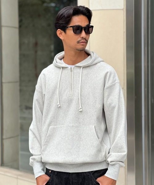 MAGIC NUMBER（マジック ナンバー）の「【MAGIC NUMBER】STOCK LOGO REVERSE WEAVE HALF ZIP HOODIE SWEAT / ストック ロゴ リバース ウィーブハーフジップ フーディー スウェット（パーカー・メンズ・ブラック/オートミール/オリーブ・MEDIUM/LARGE/X-LARGE）」の14枚目の写真