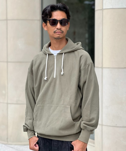 MAGIC NUMBER（マジック ナンバー）の「【MAGIC NUMBER】STOCK LOGO REVERSE WEAVE HALF ZIP HOODIE SWEAT / ストック ロゴ リバース ウィーブハーフジップ フーディー スウェット（パーカー・メンズ・ブラック/オートミール/オリーブ・MEDIUM/LARGE/X-LARGE）」の15枚目の写真