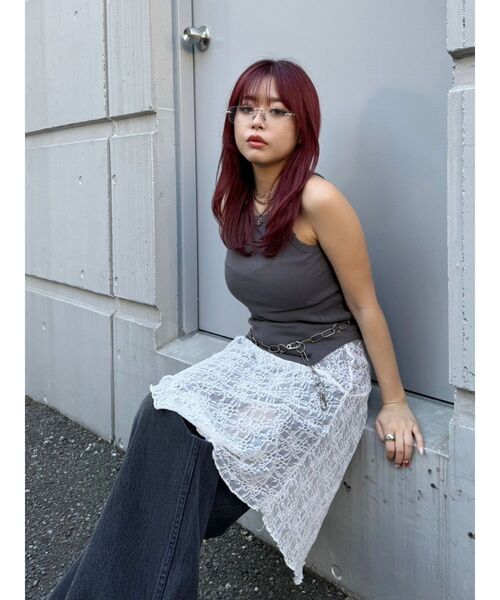 EVRIS(エヴリス)の「クラッシュデザイン刺繍タンクトップ(タンクトップ・レディース・ホワイト/ブルー/ブラック・FREE)」の10枚目の写真