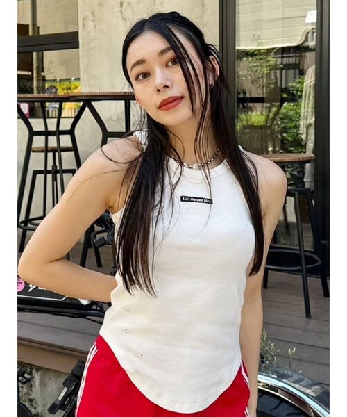 EVRIS(エヴリス)の「クラッシュデザイン刺繍タンクトップ(タンクトップ・レディース・ホワイト/ブルー/ブラック・FREE)」の13枚目の写真