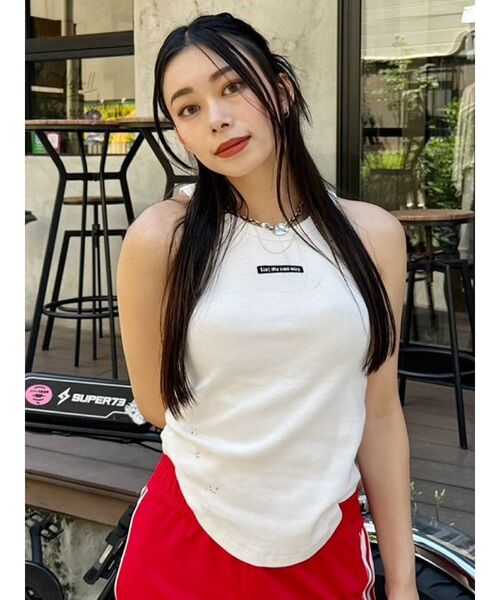 EVRIS(エヴリス)の「クラッシュデザイン刺繍タンクトップ(タンクトップ・レディース・ホワイト/ブルー/ブラック・FREE)」の14枚目の写真