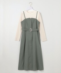 【2SET】ビスチェワンピース×シアーラッセルプルオーバーセット
