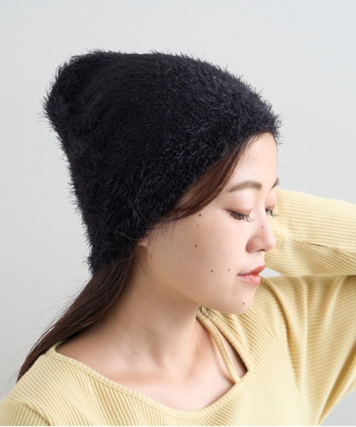 CIAOPANIC TYPY(チャオパニックティピー)の「フェザービーニー(ニットキャップ/ビーニー・レディース・ブラック/ブラウン/ブルー/グレー/オフホワイト・ONE SIZE)」の8枚目の写真