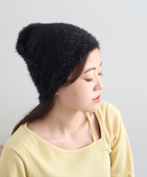 CIAOPANIC TYPY(チャオパニックティピー)の「フェザービーニー(ニットキャップ/ビーニー・レディース・ブラック/ブラウン/ブルー/グレー/オフホワイト・ONE SIZE)」の9枚目の写真