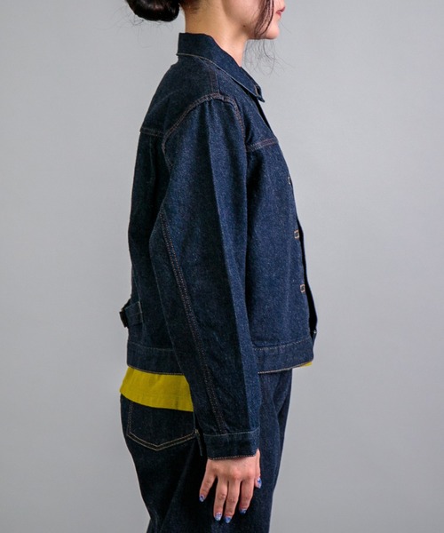 ドミンゴOMNIGODウールハンティングジャケット 4 青✖︎黒チェック美USED OMNIGOD womens / オムニゴッド] 12ozセルヴィッチデニム 1stタイプ