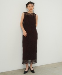 ケミカルレースジッパードレス / chemical lace zipper dress