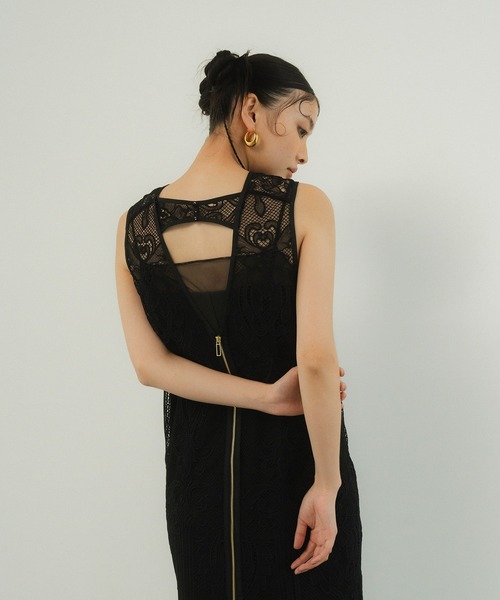 【ANDRESD】 ケミカルレースジッパードレス ケミカルレースジッパードレス / chemical lace zipper dress