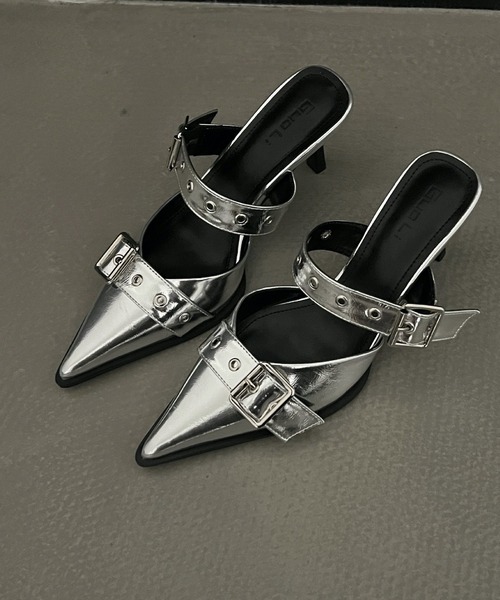 HALEY PESCA(ヘーリーペスカ)の「HALEY PESCA/ポインテッドトゥ ベルトハイヒールサンダル(サンダル・レディース・ブラック/シルバー/アイボリー・38/40/36)」の9枚目の写真