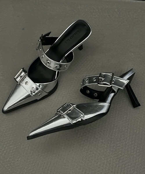 HALEY PESCA(ヘーリーペスカ)の「HALEY PESCA/ポインテッドトゥ ベルトハイヒールサンダル(サンダル・レディース・ブラック/シルバー/アイボリー・38/40/36)」の10枚目の写真