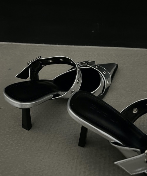 HALEY PESCA(ヘーリーペスカ)の「HALEY PESCA/ポインテッドトゥ ベルトハイヒールサンダル(サンダル・レディース・ブラック/シルバー/アイボリー・38/40/36)」の14枚目の写真