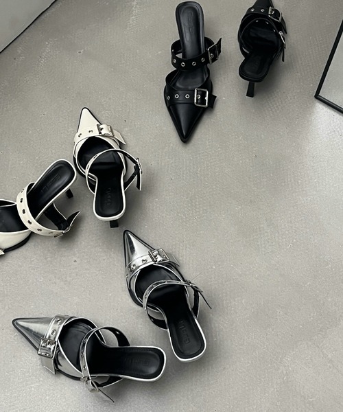 HALEY PESCA(ヘーリーペスカ)の「HALEY PESCA/ポインテッドトゥ ベルトハイヒールサンダル(サンダル・レディース・ブラック/シルバー/アイボリー・38/40/36)」の15枚目の写真