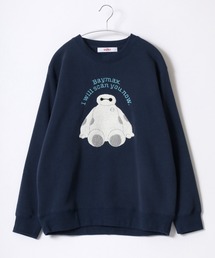 Disney(ディズニー)サガラ刺繍・ワッペン・キャラクター裏起毛スウェットトレーナー レディース/長袖/ミッキーマウス
