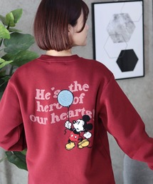 Disney（ディズニー）サガラ刺繍・ワッペン・キャラクター裏起毛スウェットトレーナー レディース/長袖/ミッキーマウス
