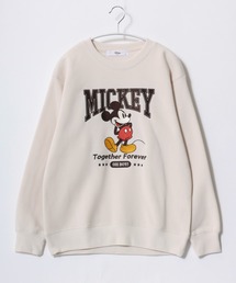 Disney(ディズニー)サガラ刺繍・ワッペン・キャラクター裏起毛スウェットトレーナー レディース/長袖/ミッキーマウス