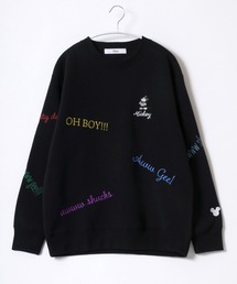 Disney(ディズニー)サガラ刺繍・ワッペン・キャラクター裏起毛スウェットトレーナー レディース/長袖/ミッキーマウス