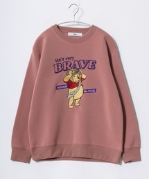 Disney(ディズニー)サガラ刺繍・ワッペン・キャラクター裏起毛スウェットトレーナー レディース/長袖/ミッキーマウス