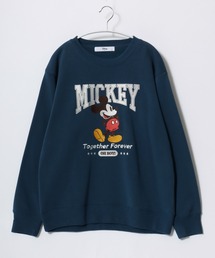 Disney（ディズニー）サガラ刺繍・ワッペン・キャラクター裏起毛スウェットトレーナー レディース/長袖/ミッキーマウス