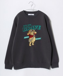 Disney(ディズニー)サガラ刺繍・ワッペン・キャラクター裏起毛スウェットトレーナー レディース/長袖/ミッキーマウス
