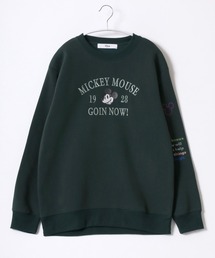 Disney(ディズニー)サガラ刺繍・ワッペン・キャラクター裏起毛スウェットトレーナー レディース/長袖/ミッキーマウス