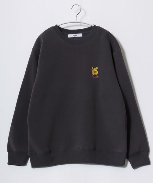3635 ディズニー ミッキー 長袖 スウェット ワッペン 裏起毛 紺 3635