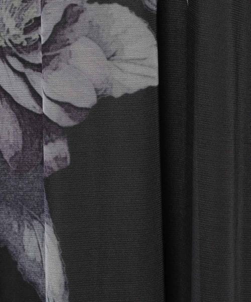 【HARE ハレ】レトロフラワーフリルワンピース 黒 ブラック HARE（ハレ）の「レトロフラワーフリルワンピース(HARE