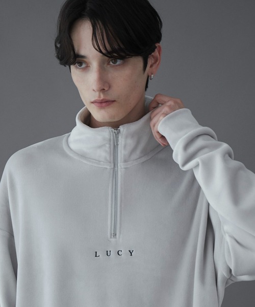 SUNDAY/スウェットハーフZip/グレー/LUXE SUNDAY/スウェットハーフZip/グレー/LUXE