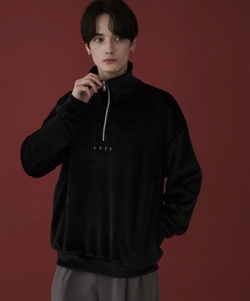 タイムセール♥CITYSHOP✨PE WASH PULLOVER プルオーバー セール】LUCY/マイクロシャギーワンポイントハーフZIPプル