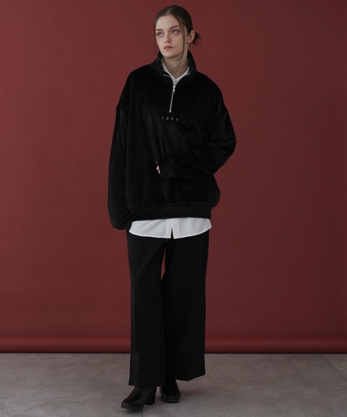 タイムセール♥CITYSHOP✨PE WASH PULLOVER プルオーバー セール】LUCY/マイクロシャギーワンポイントハーフZIPプル