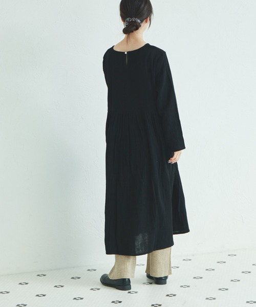 pairmanon（ペアマノン）の「【リンクコーデ】【ママサイズ】ダブルガーゼ コットン ワンピース（ワンピース・レディース・ライトグリーン/ネイビー/ベージュ/パープル/ブルー/ブラック/テラコッタ・FREE）」の10枚目の写真