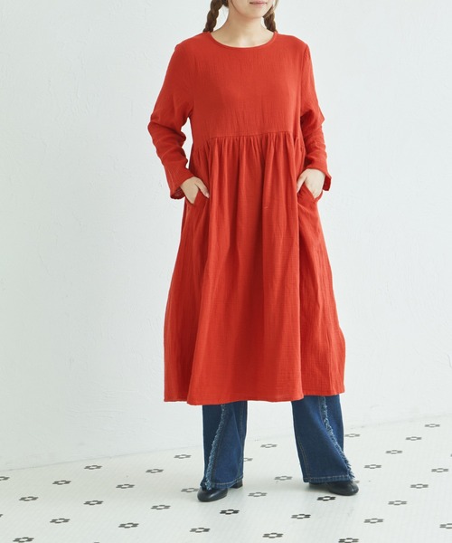 pairmanon（ペアマノン）の「【リンクコーデ】【ママサイズ】ダブルガーゼ コットン ワンピース（ワンピース・レディース・ライトグリーン/ネイビー/ベージュ/パープル/ブルー/ブラック/テラコッタ・FREE）」の13枚目の写真