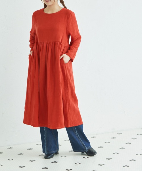 pairmanon（ペアマノン）の「【リンクコーデ】【ママサイズ】ダブルガーゼ コットン ワンピース（ワンピース・レディース・ライトグリーン/ネイビー/ベージュ/パープル/ブルー/ブラック/テラコッタ・FREE）」の15枚目の写真