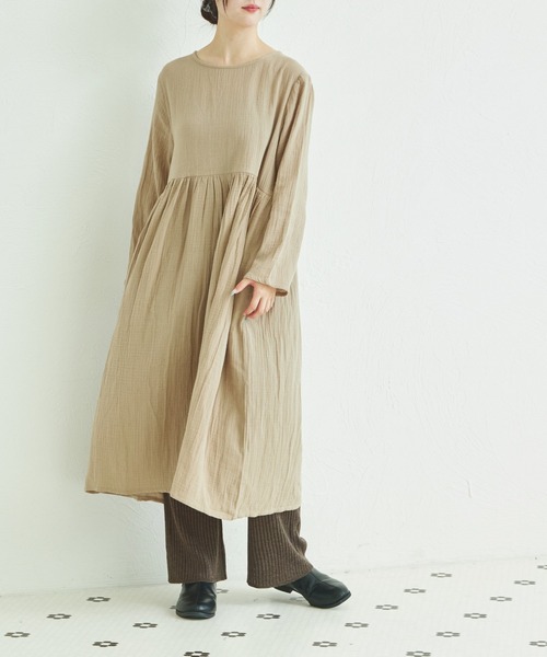 ワンピース MA スタンドギャザーワンピース(36サイズ ブルー系): レディース