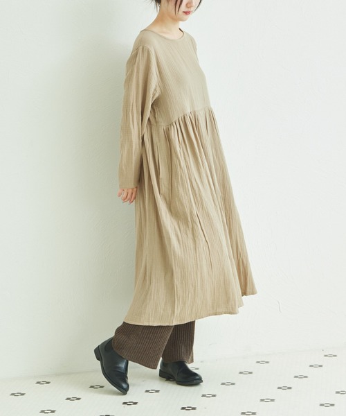 リンクコーデ】【ママサイズ】ダブルガーゼ コットン ワンピース