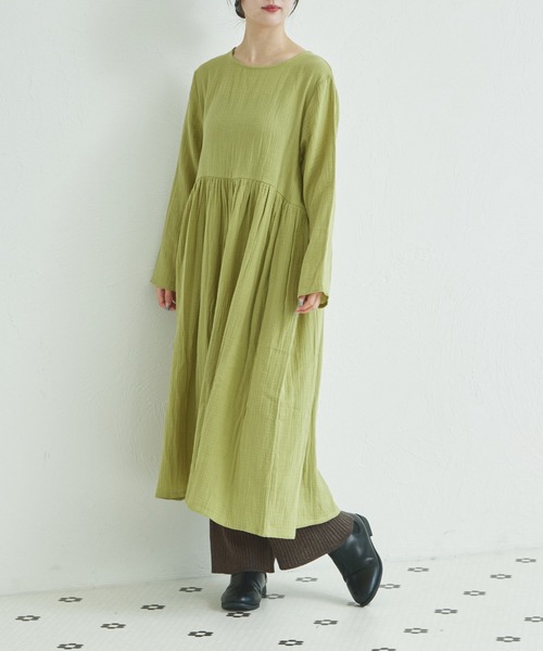 pairmanon（ペアマノン）の「【リンクコーデ】【ママサイズ】ダブルガーゼ コットン ワンピース（ワンピース・レディース・ライトグリーン/ネイビー/ベージュ/パープル/ブルー/ブラック/テラコッタ・FREE）」の20枚目の写真