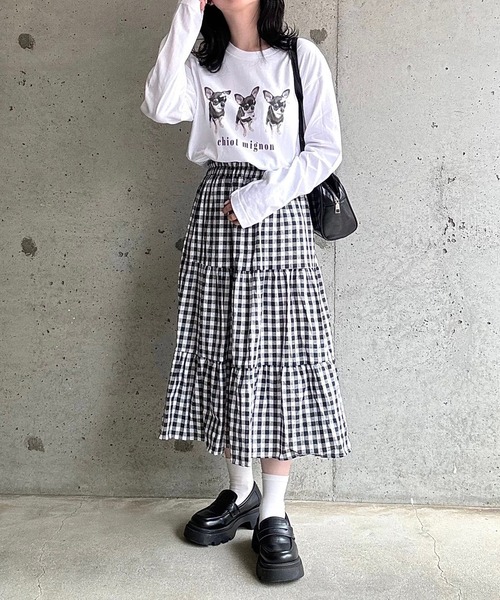 似合う色見つかる6色展開/推しカラー】刺繍ロングスリーブTシャツ