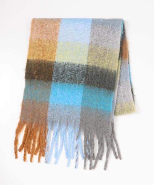 SENSE OF PLACE by URBAN RESEARCH（センスオブプレイスバイアーバンリサーチ）の「ボリュームチェックストール（マフラー・レディース・その他1/ピンク/ブルー/グレー・ONE）」の15枚目の写真