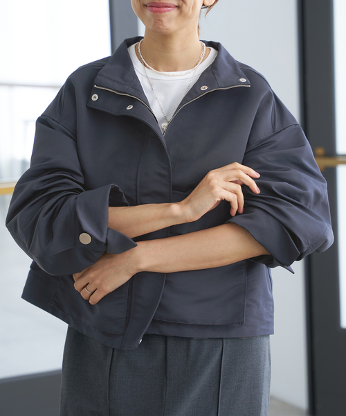 IENA（イエナ）の「グログランブルゾン（ブルゾン・レディース・ネイビー/ベージュ・FREE）」の7枚目の写真