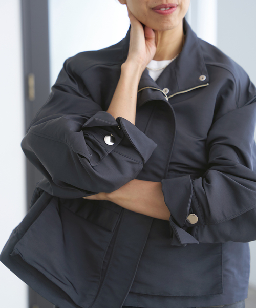 IENA（イエナ）の「グログランブルゾン（ブルゾン・レディース・ネイビー/ベージュ・FREE）」の10枚目の写真