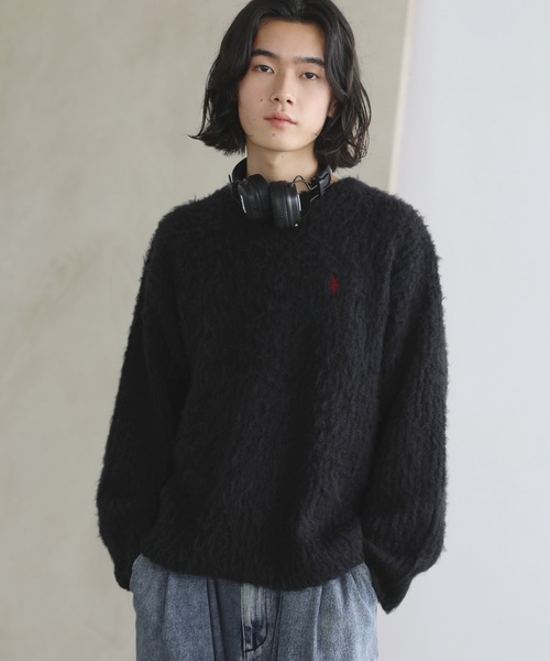 U.S. POLO ASSN.(ユーエスポロアッスン)の「U.S.POLO ASSN.別注 シャギービッグシルエットクルーネックニット(ニット/セーター・メンズ・ブラック/ワイン/オフホワイト/グレー・S/M/L/XL)」の5枚目の写真